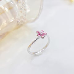 18K White Gold Pink Diamond Flower Ring