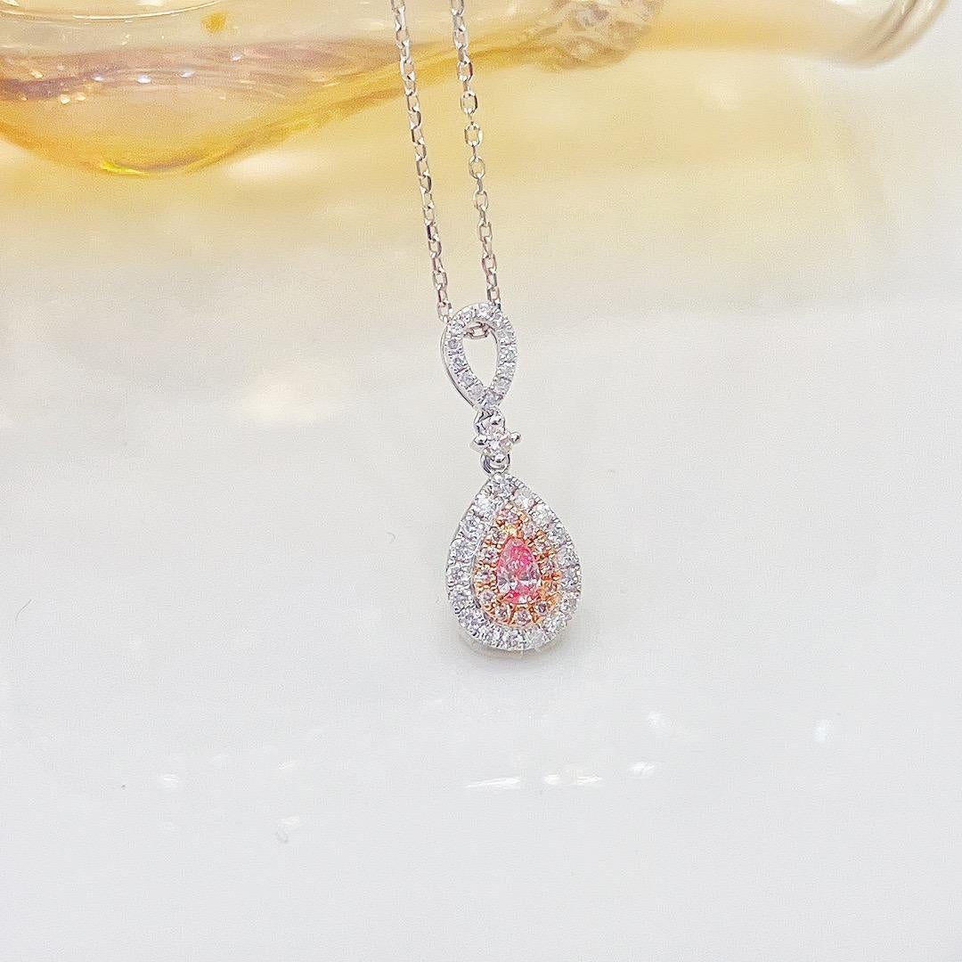 Modern 18K White Gold Pink Diamond Pendant Necklace For Sale