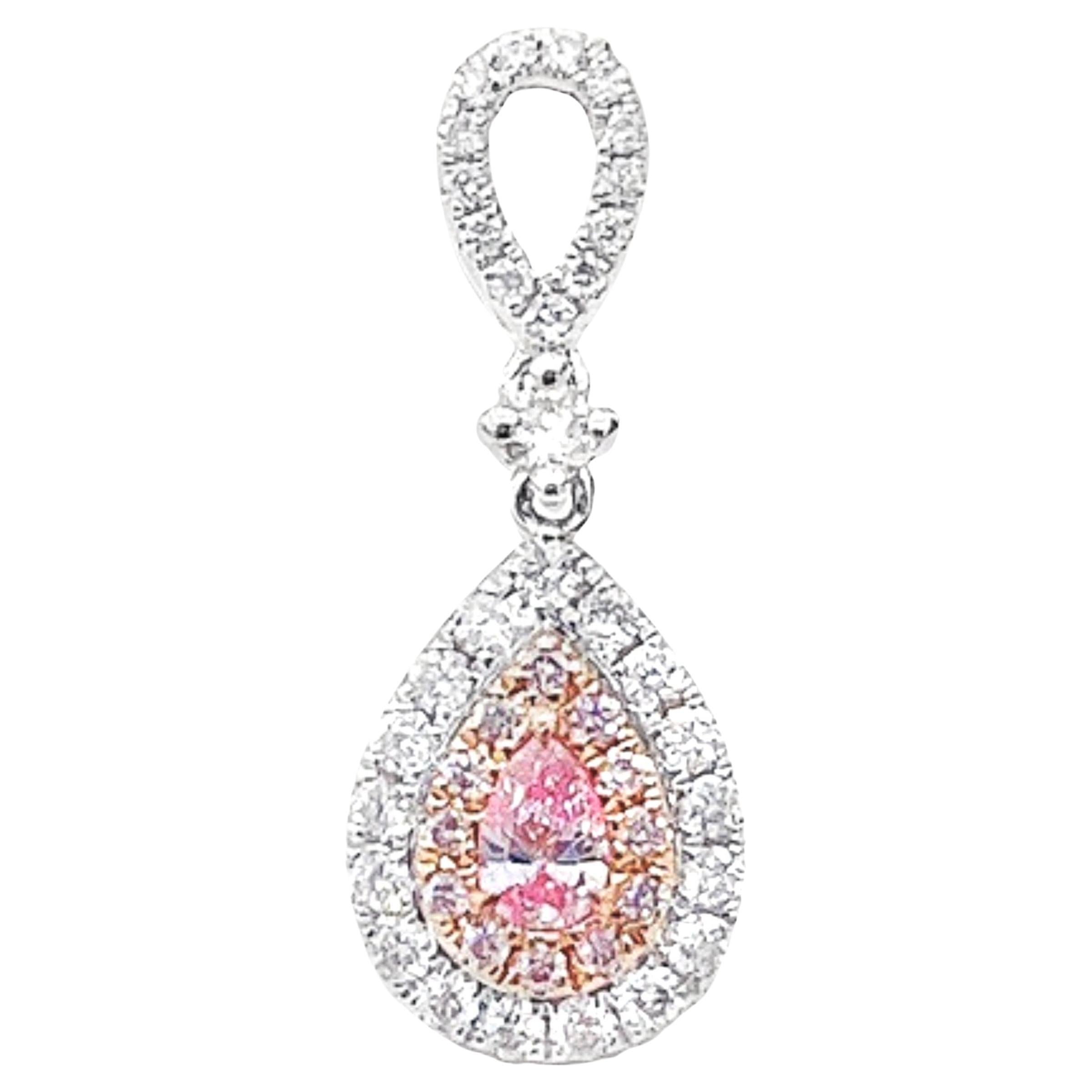 18K White Gold Pink Diamond Pendant Necklace