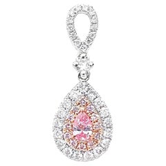 18K White Gold Pink Diamond Pendant Necklace