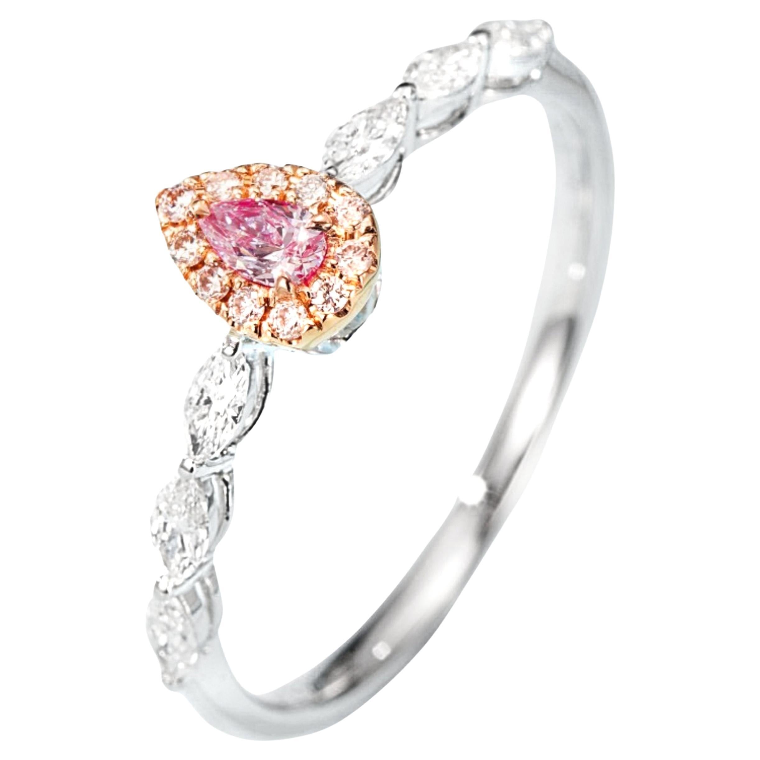 18K White Gold Pink Diamond Ring For Sale