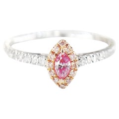 18K White Gold Pink Diamond Ring with Diamonds