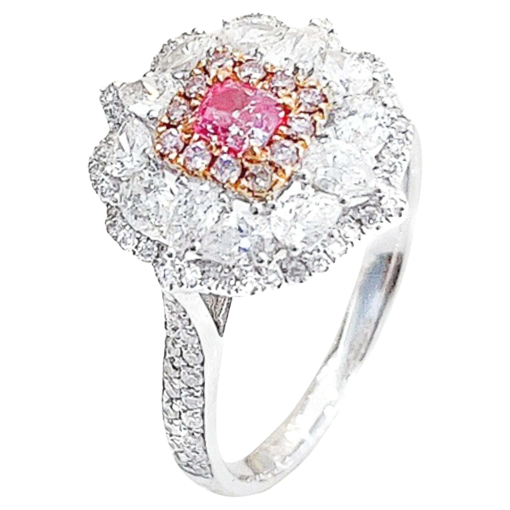 18K White Gold Pink Diamond Ring with Diamonds