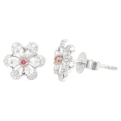 Pendientes de oro blanco de 18 quilates con diamantes Pink Diamond Snowflake
