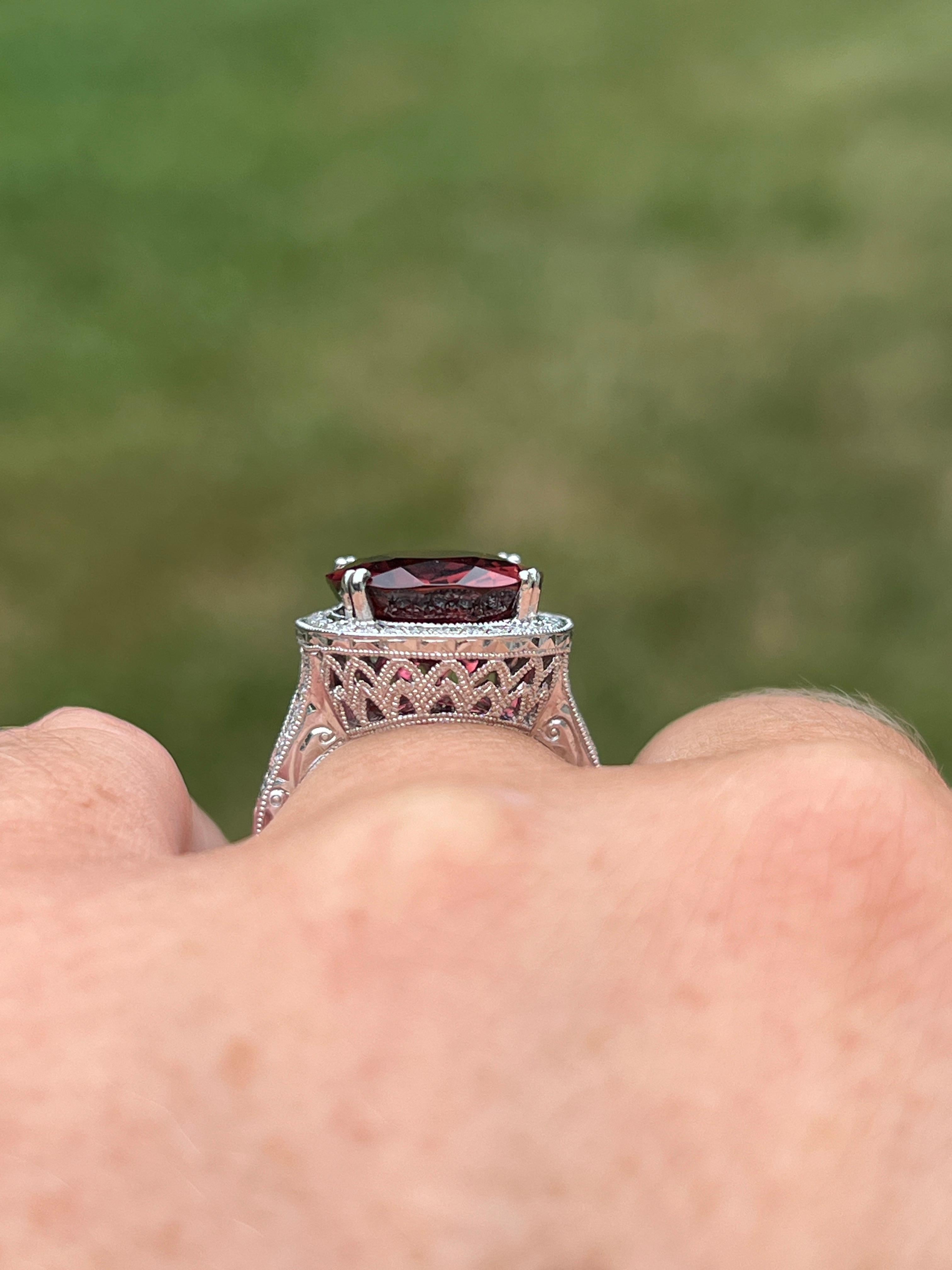 Oval Cut 18k White Gold Pink Oval Tourmaline Ring For Sale