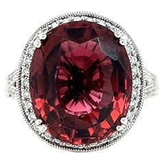 18k White Gold Pink Oval Tourmaline Ring
