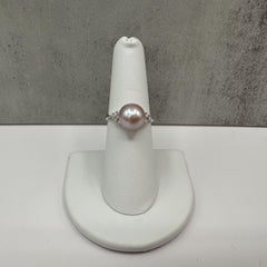 18K White Gold Pink Pearl Diamond Ring 0.20ct GH SI Size 6.75