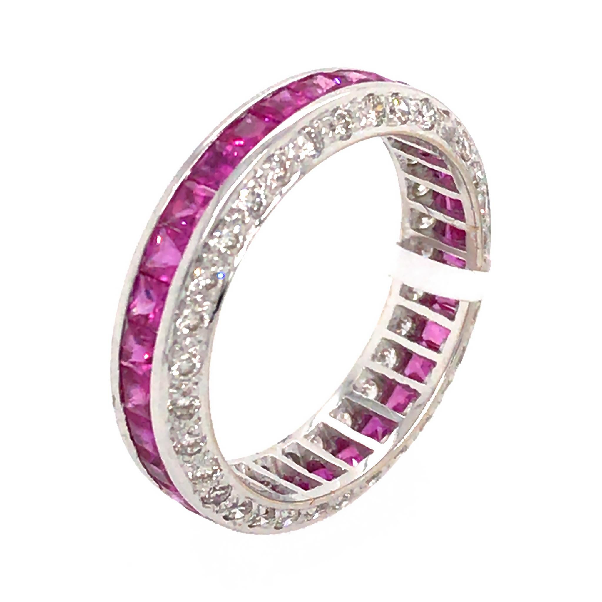 18k White Gold
Pink Sapphire: 1.98 tcw
Diamond: 0.95 ct twd
Ring Size: 7.25 
Total Weight: 3.65 grams