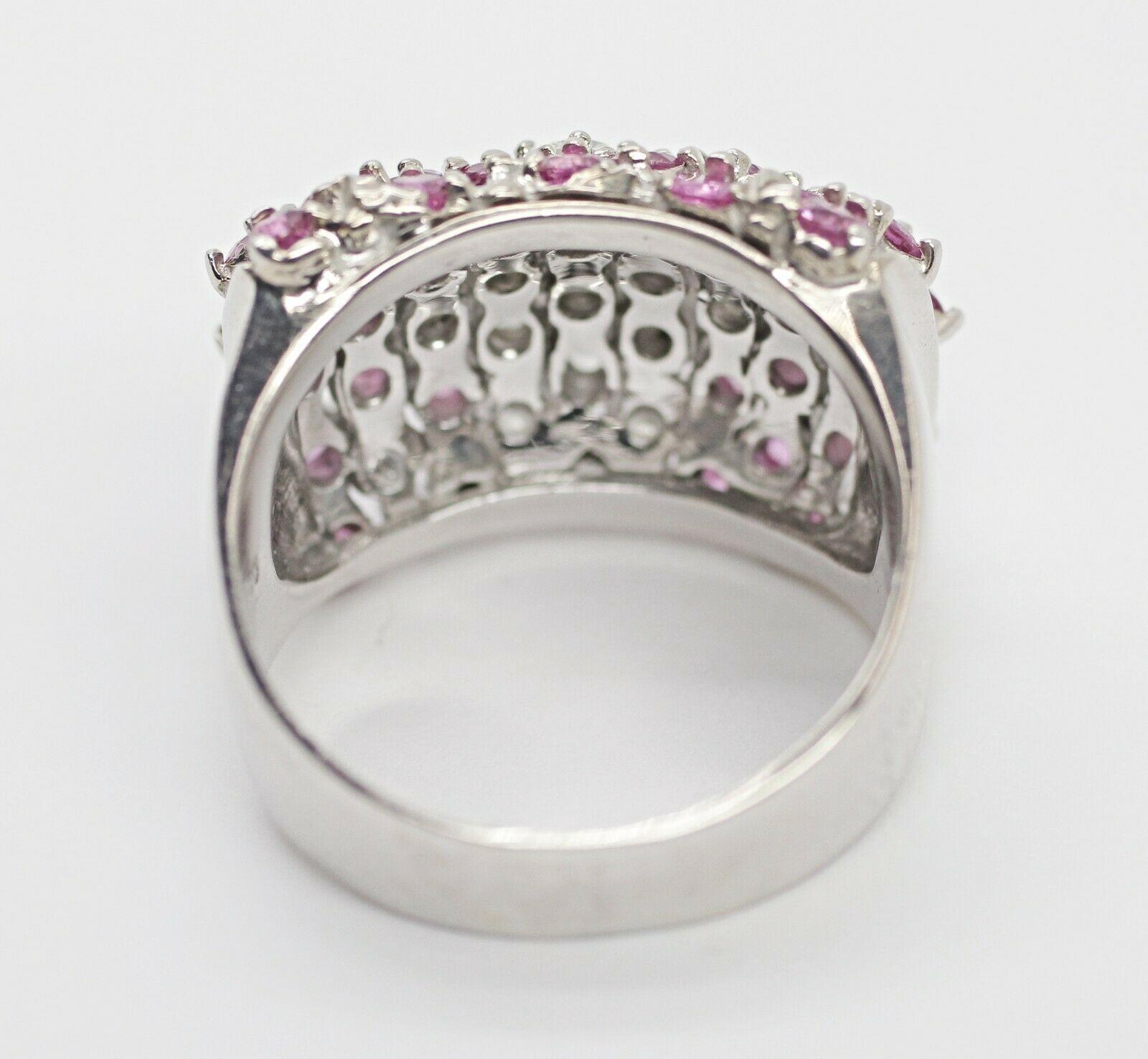 Contemporary 18 Karat White Gold Pink Sapphire and Diamond Ring