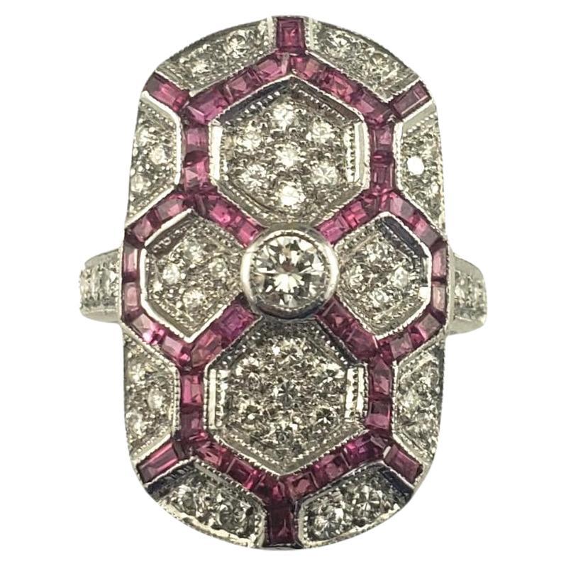 18K White Gold Pink Sapphire and Diamond Ring Size 6.25  #19731