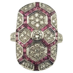 Anillo de oro blanco de 18 quilates con zafiro rosa y diamante talla 6,25  #19731