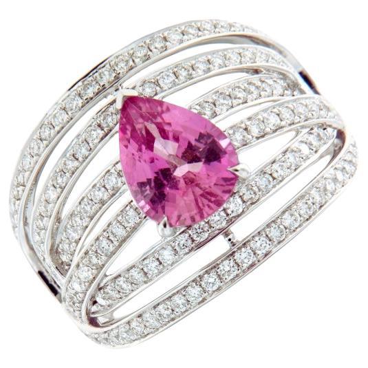18K Weißgold Pink Sapphire & Diamond Dress Ring - Timeless Glamour