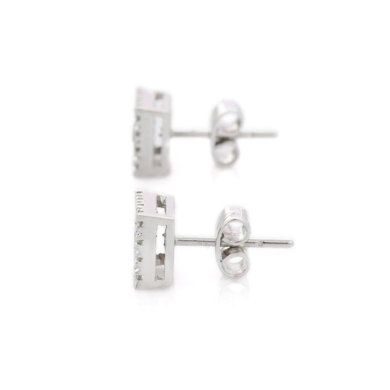 18 Karat Weißgold Ohrstecker mit quadratischem Schliff, rosa Saphir und Diamant im Angebot 2