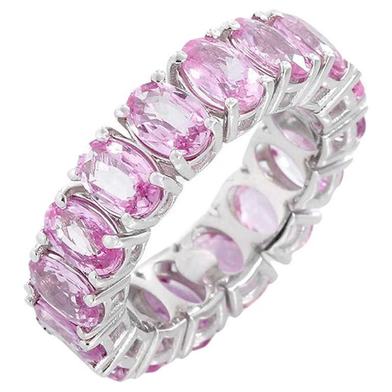 18K White Gold Pink Sapphire Eternity Band For Sale