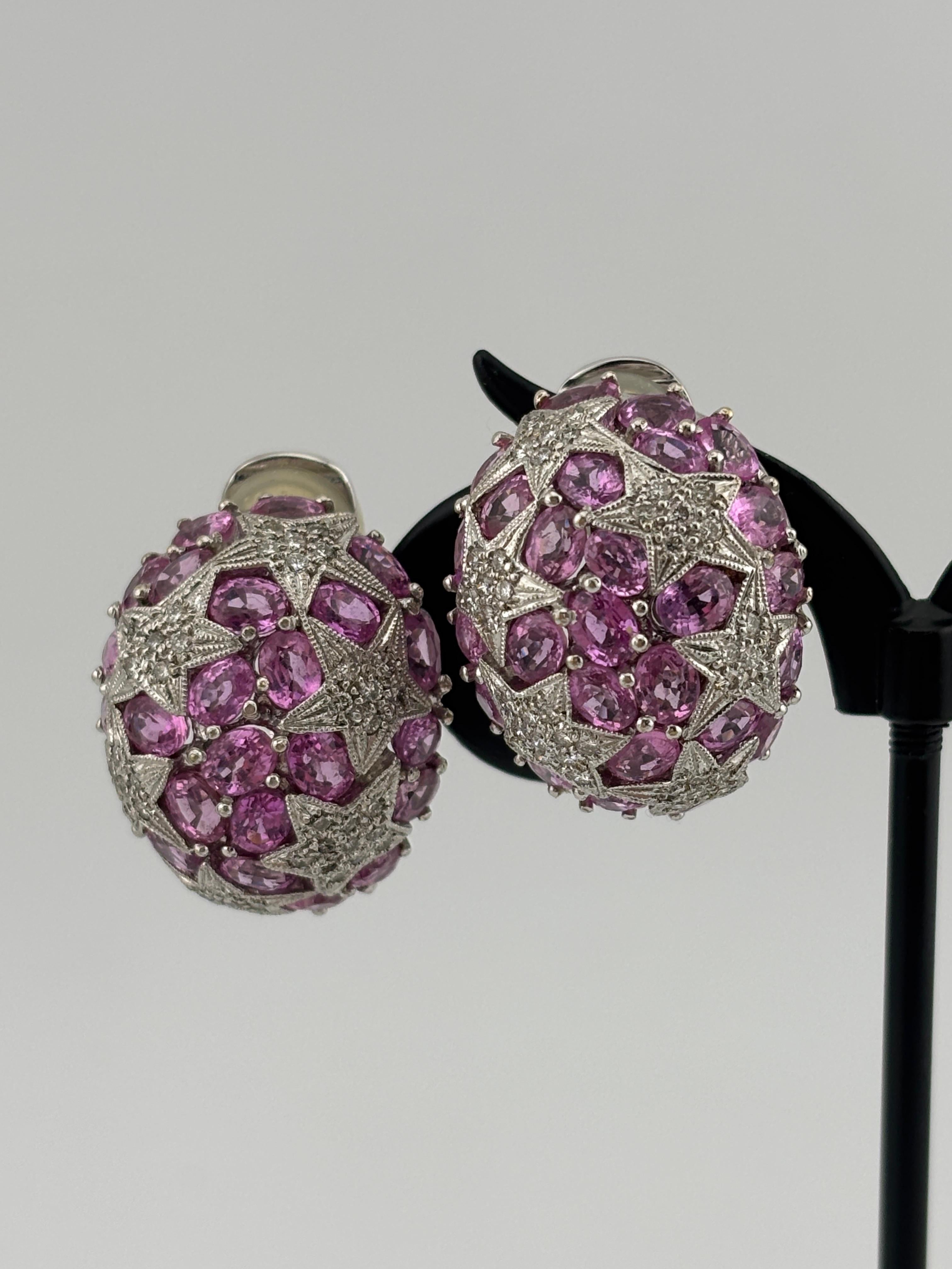 Materiale: oro bianco 18 carati
Peso: 23.5 grammi
Pietra preziosa: Diamante 0.40 cttw
Zaffiro rosa 12.5 cttw