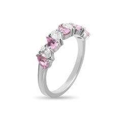 18k White Gold Pink Sapphires and Diamond Ring