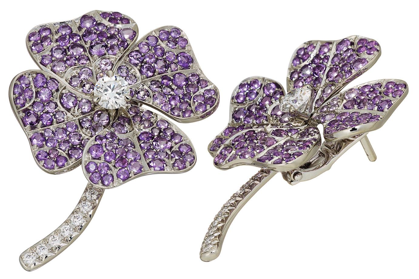 18 Karat White Gold Pink Sapphires Earrings Aenea Jewellery For Sale 6