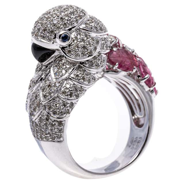 Leon Mege 18K Rose Gold Flamingo Ring with Pink Diamonds and ...