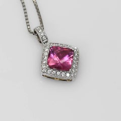 18k White Gold Pink Tourmaline Diamond Necklace
