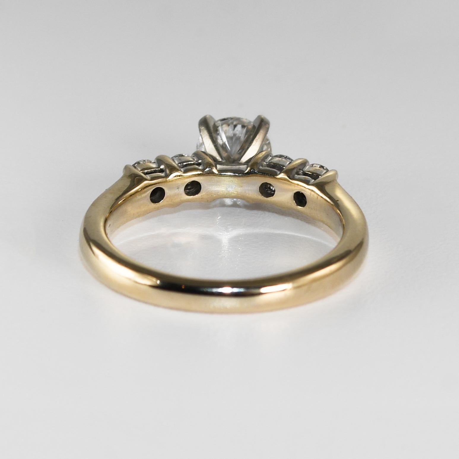18K Yellow Gold & Platinum Diamond Engagement Ring 0.70ct In Excellent Condition For Sale In Laguna Beach, CA