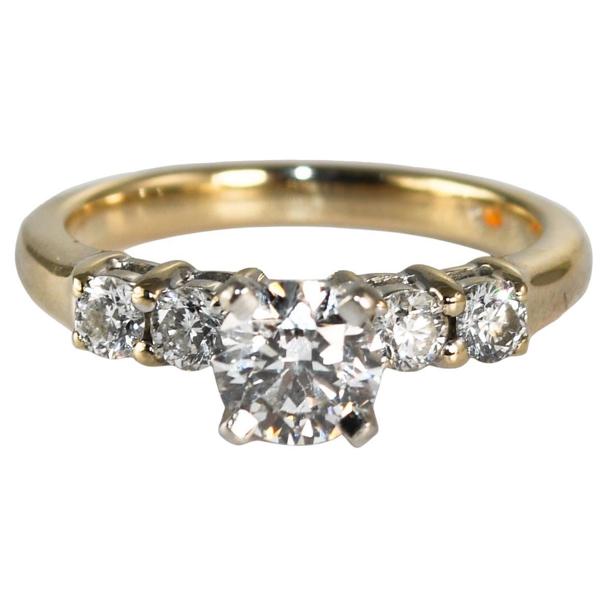 18K Yellow Gold & Platinum Diamond Engagement Ring 0.70ct