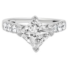 18K White Gold & Platinum Princess Cut Diamond Engagement Ring