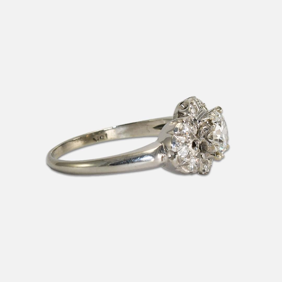 Alianza de boda de diamantes vintage en oro blanco y platino de 18 quilates en Excelente estado para la venta en Laguna Beach, CA