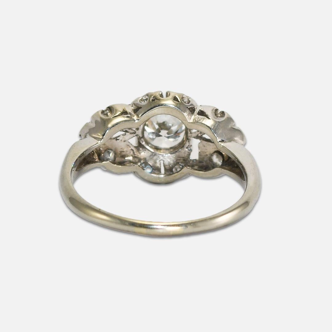 De las mujeres Alianza de boda de diamantes vintage en oro blanco y platino de 18 quilates en venta