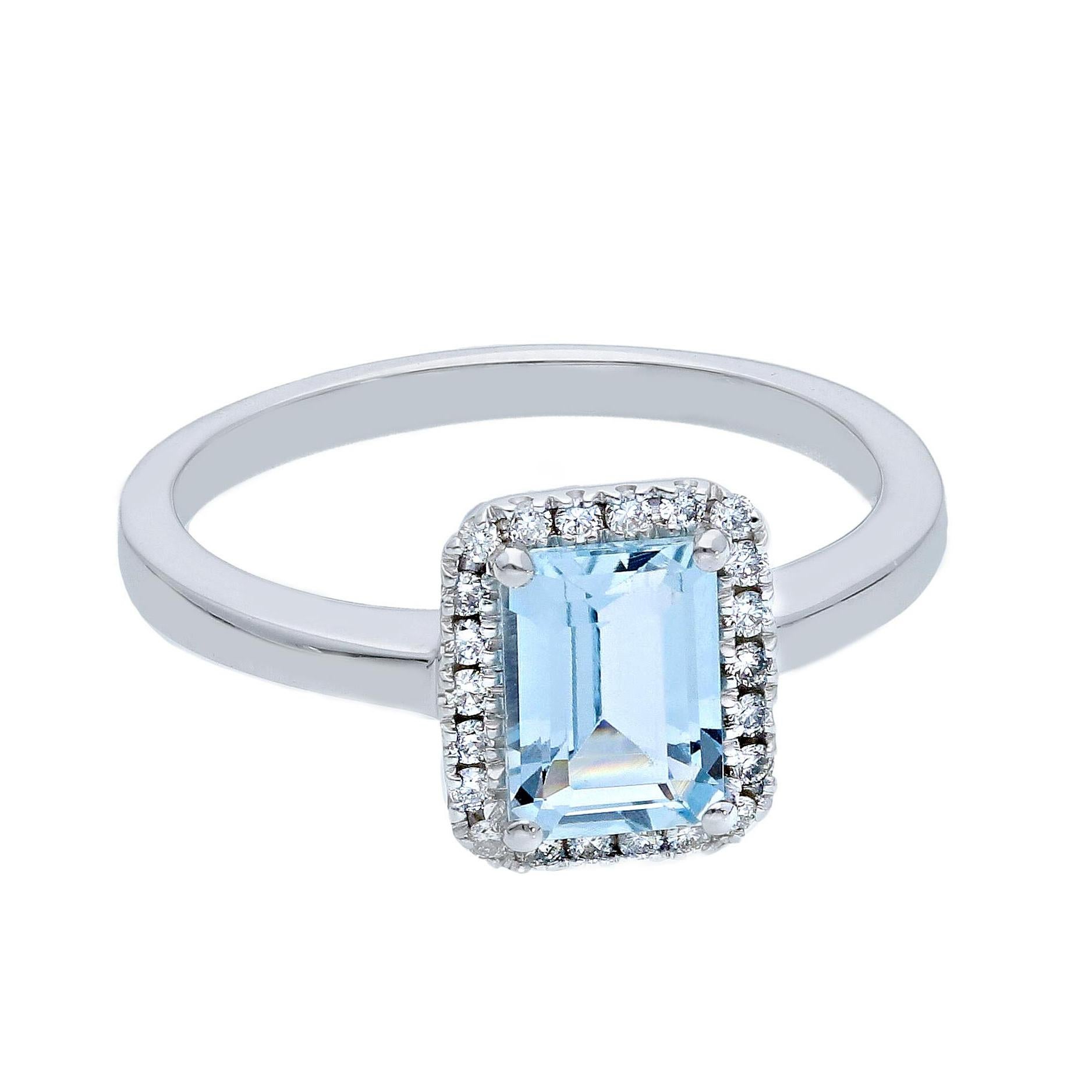 For Sale:  18K White Gold Pradera Colourful Engagement Ring with Aquamarina and Diamonds 2