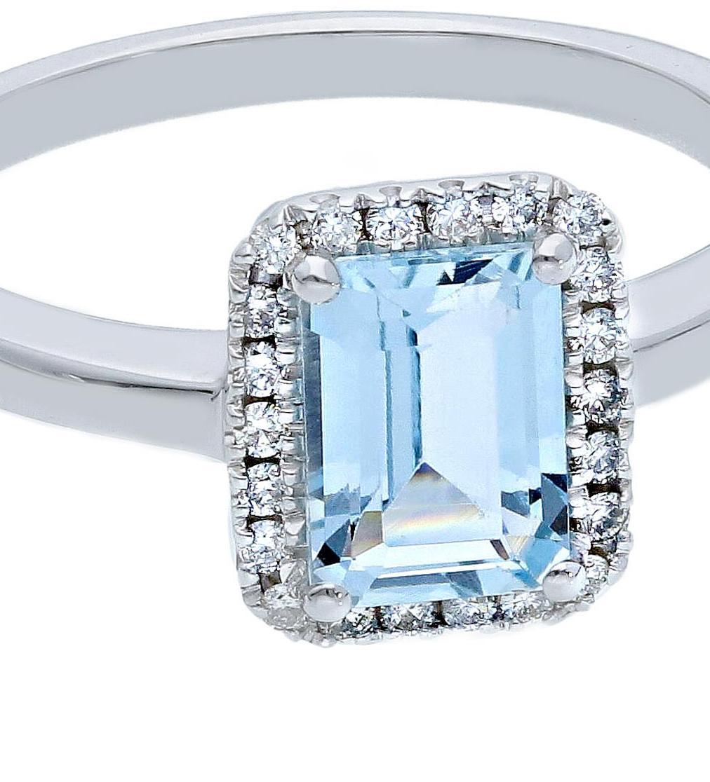 For Sale:  18K White Gold Pradera Colourful Engagement Ring with Aquamarina and Diamonds 3