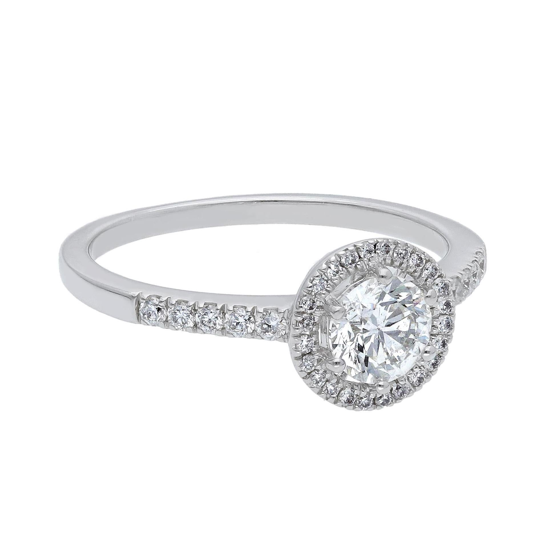 For Sale:  18K White Gold Pradera Halo Engagement Ring with Diamonds 2