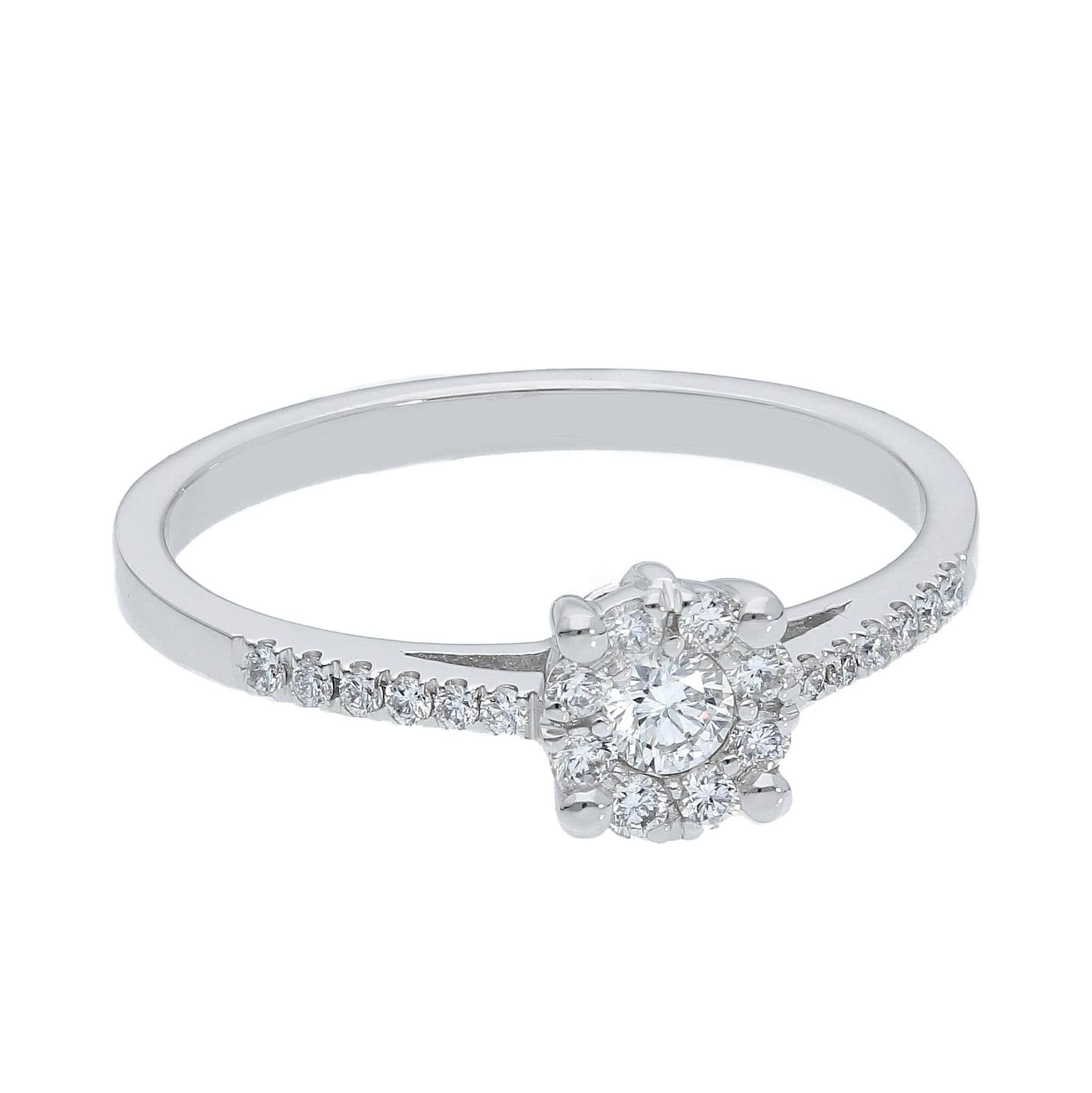 En vente :  Bague de fiançailles Pradera Magic en or blanc 18 carats avec diamants 4