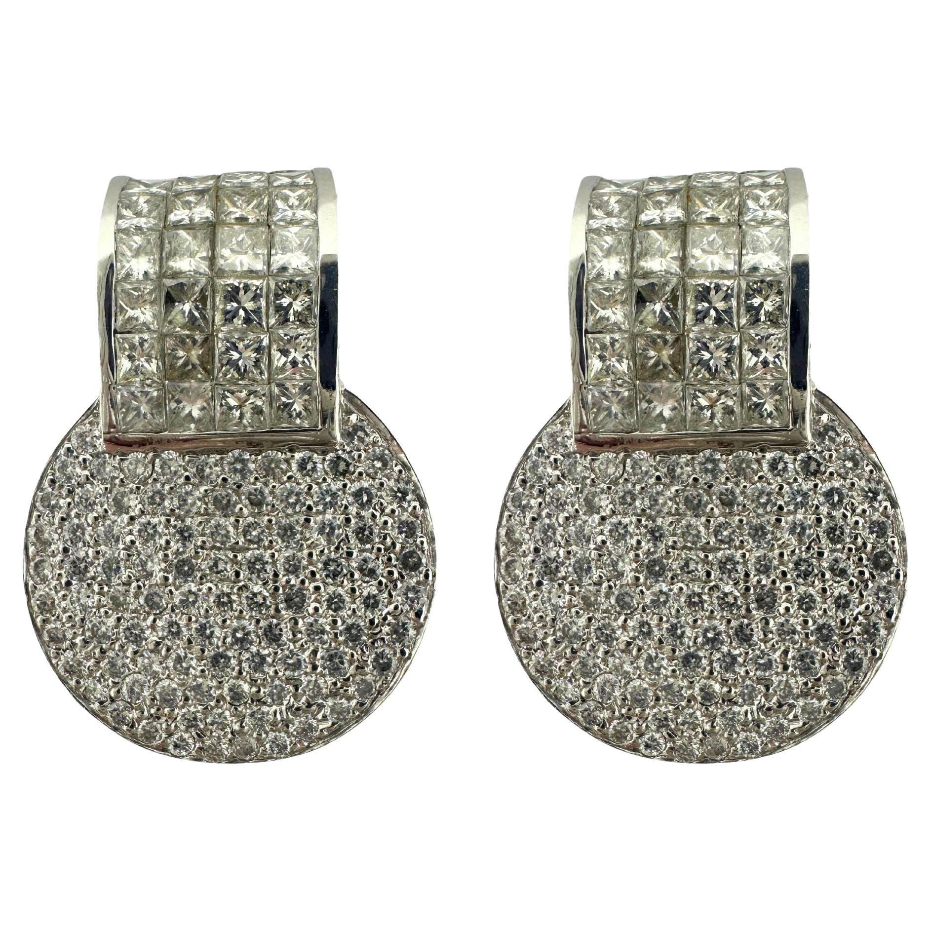 18K White Gold Princess Cut Diamond Earrings