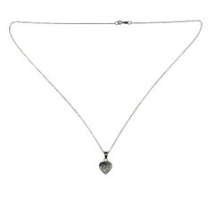 18K White Gold Princess Cut Diamond Heart Pendant Necklace #23563
