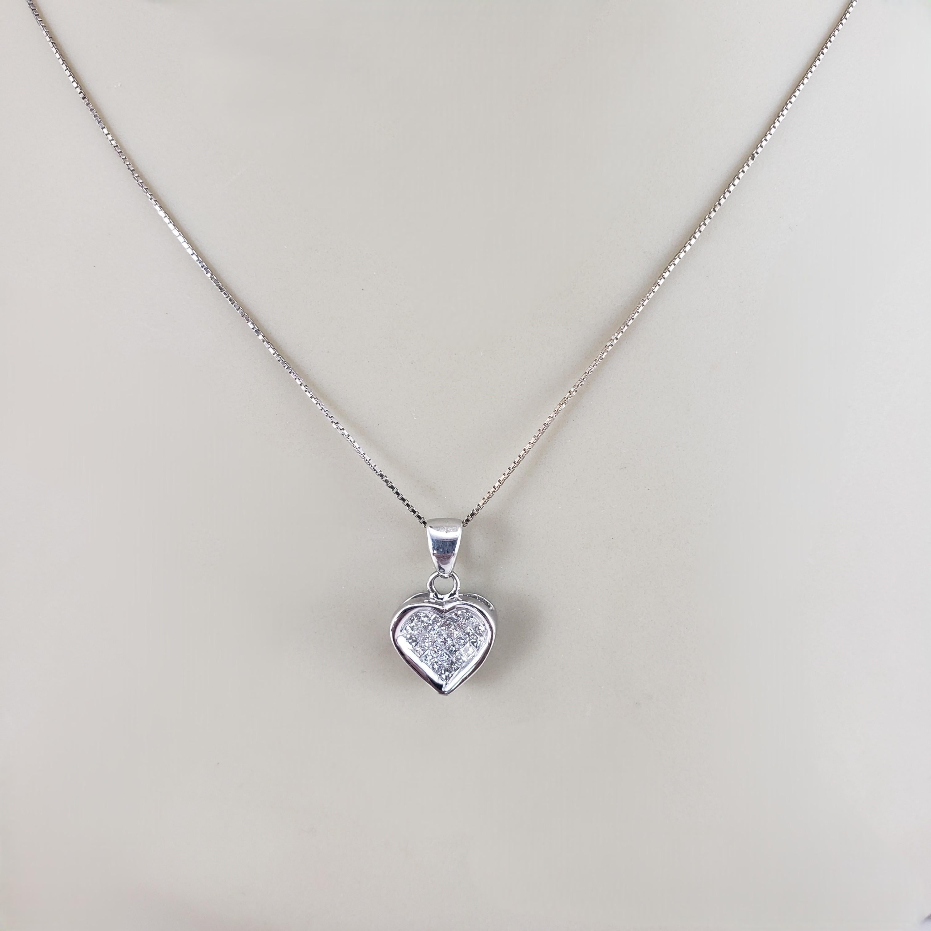 18K Weißgold Prinzessinnenschliff Diamant Herz Anhänger Halskette #23563 im Angebot 1