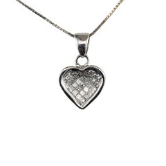 18K White Gold Princess Cut Diamond Heart Pendant Necklace #23563