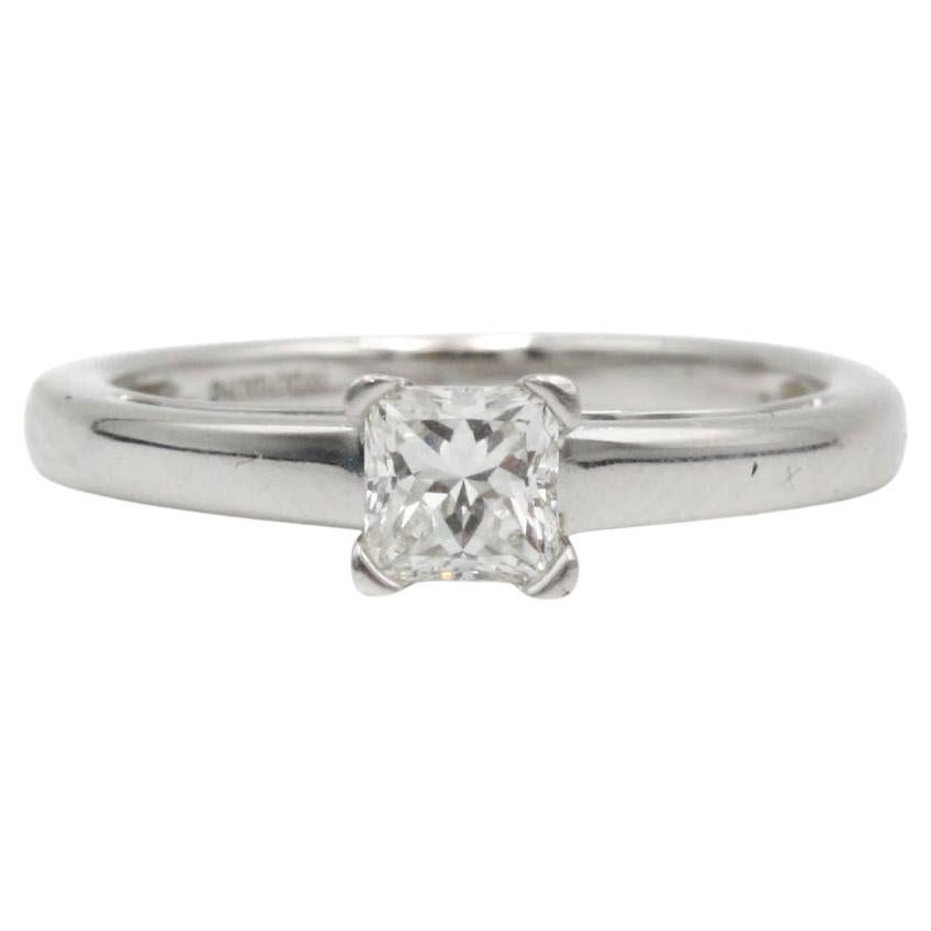 18K White Gold Princess-Cut Diamond Solitaire Ring, 0.50 ct F VS