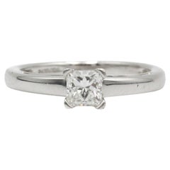 18K White Gold Princess-Cut Diamond Solitaire Ring, 0.50 ct F VS