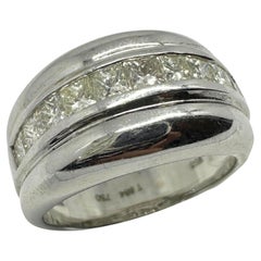 18k White Gold Princess Cut Diamond Wide Band Ring
