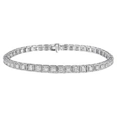 Bracelet de tennis en or blanc 18K avec princesse et diamant
