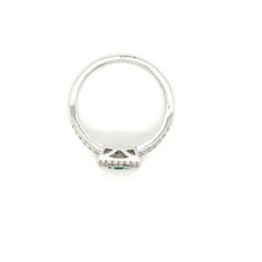 18k White Gold Princess‑Cut Emerald Cts 0.07 with Round Baguette Diamond Ring