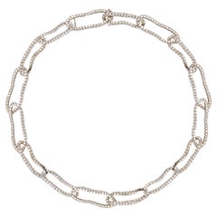 18k White Gold Process Crushed Link Necklace