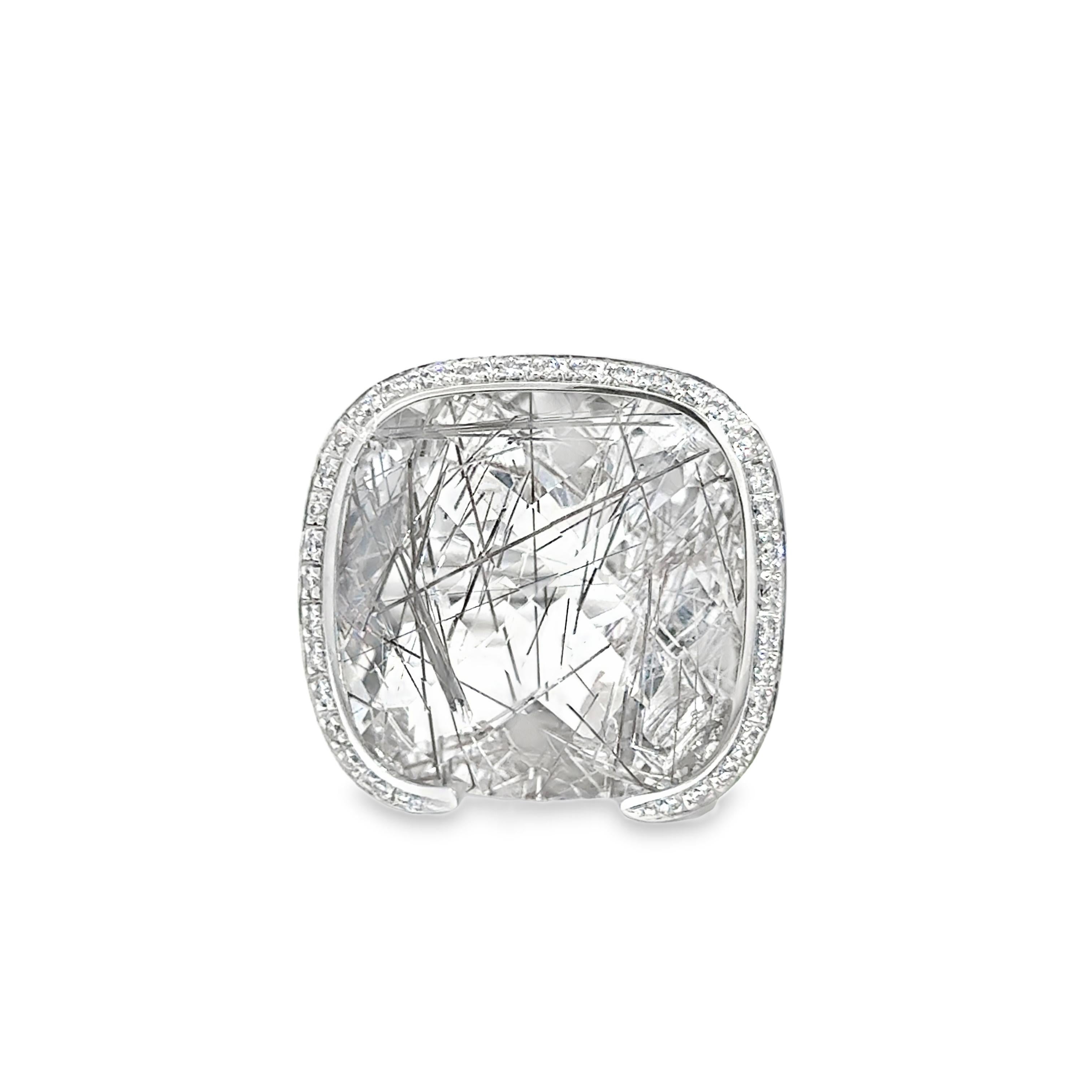 18K Weißgold Quarz und Diamant Statement Ring im Angebot 5