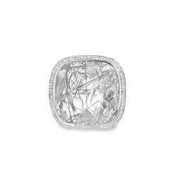 18K White Gold Quartz and Diamond Statement Ring