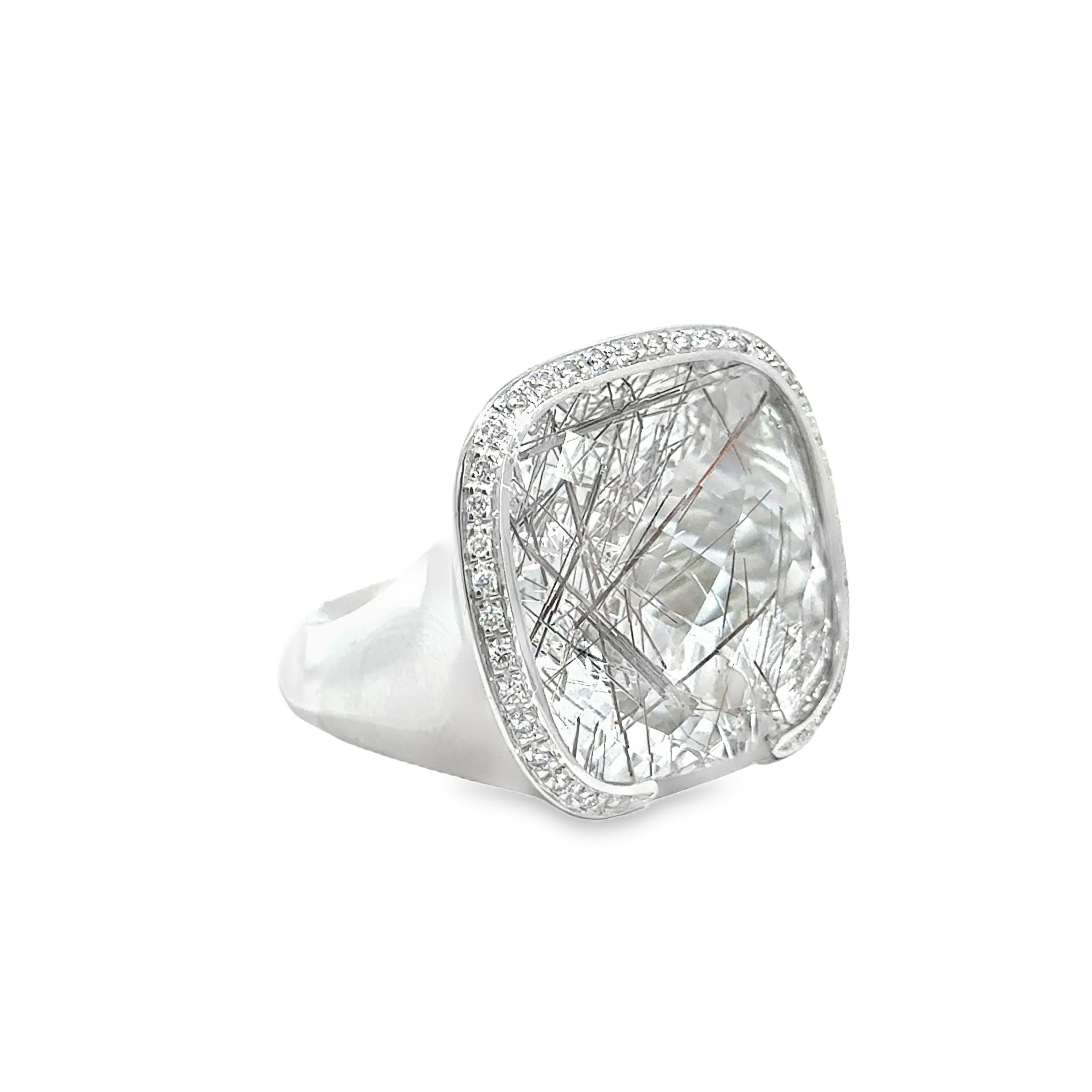 18K Weißgold Quarz und Diamant Statement Ring im Angebot 3