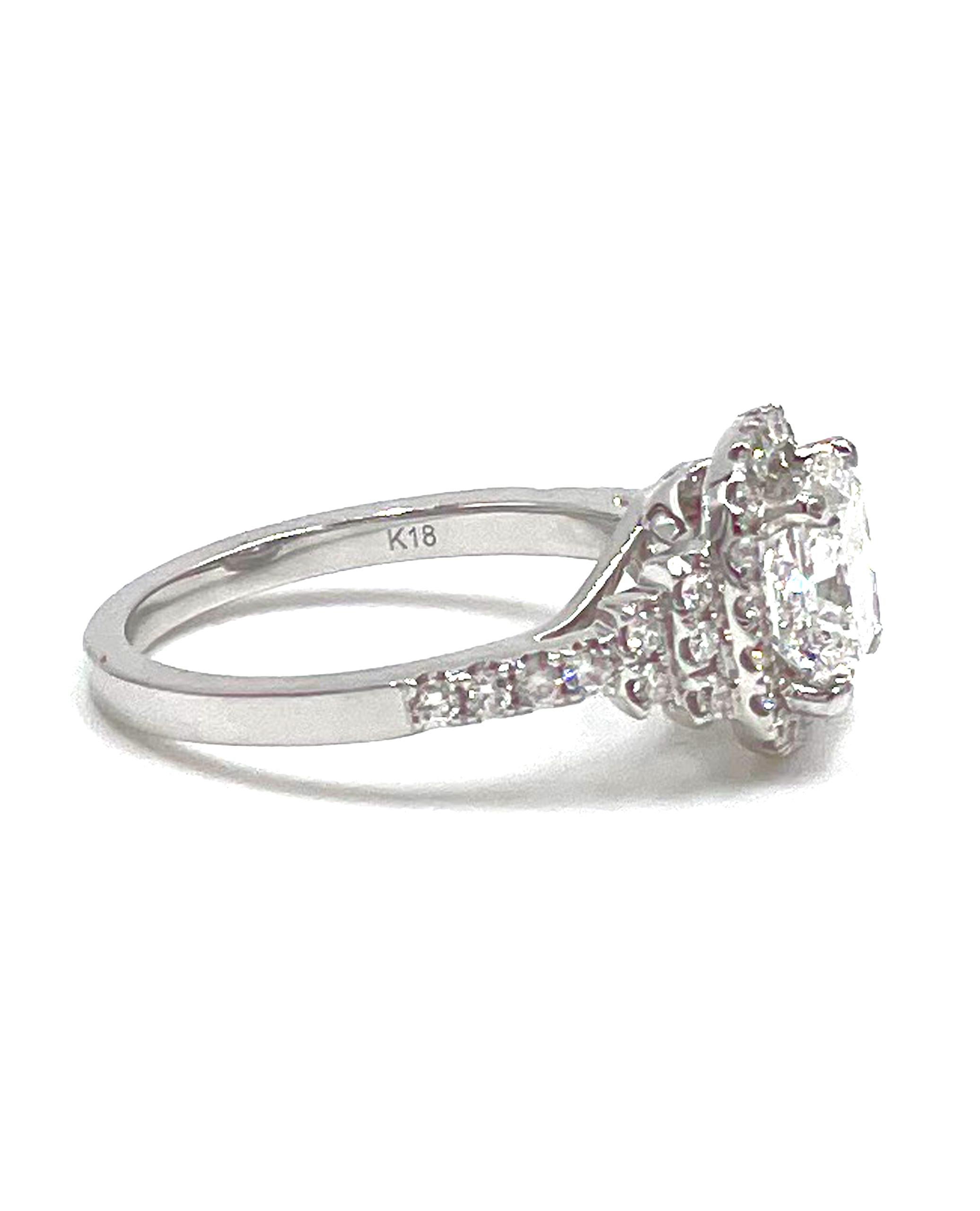 Taglio radiant Anello di fidanzamento con taglio a raggiera in oro bianco 18K, 2,03 carati, certificato GIA in vendita