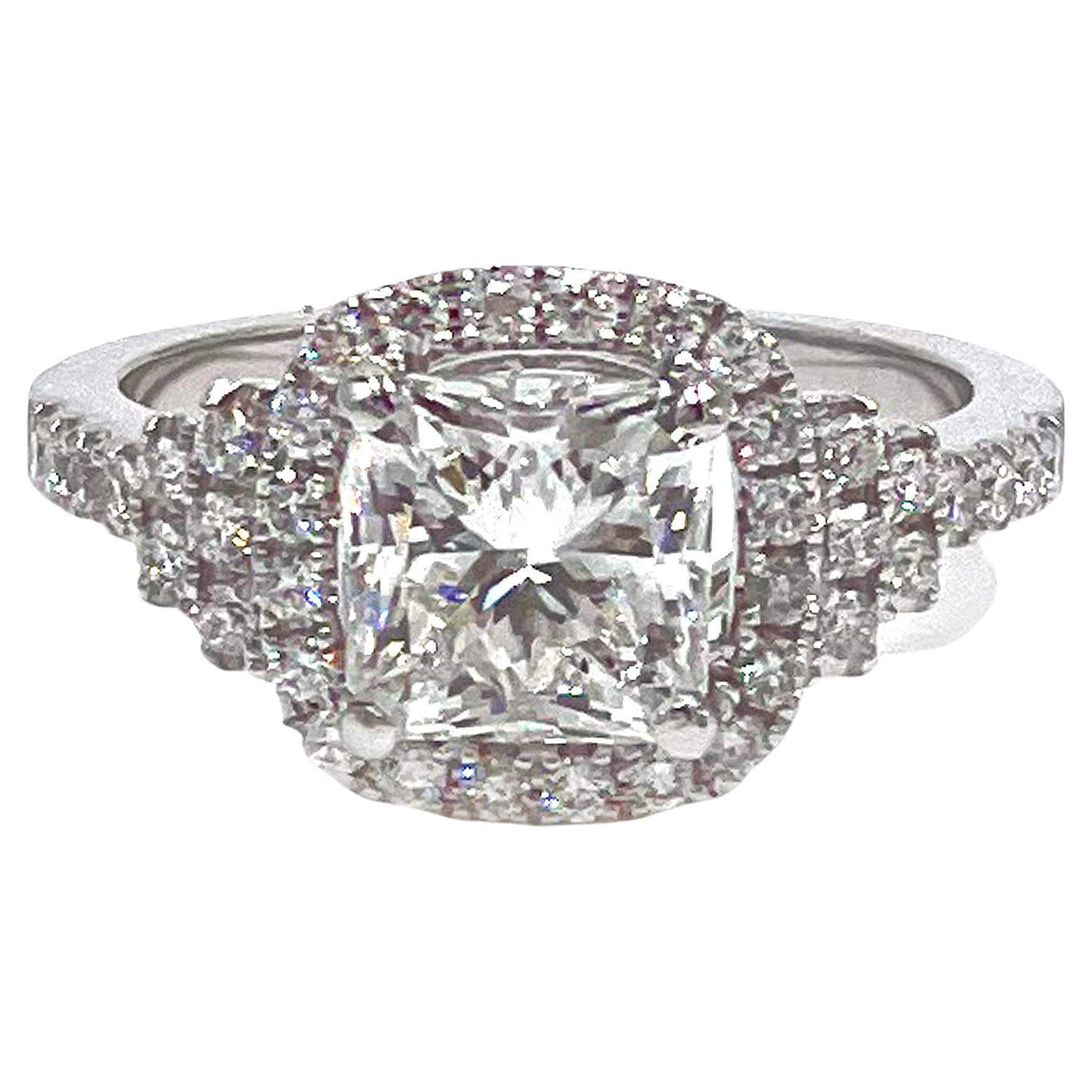 18K White Gold Radiant-Cut Engagement Ring, 2.03 Carats, GIA Certified