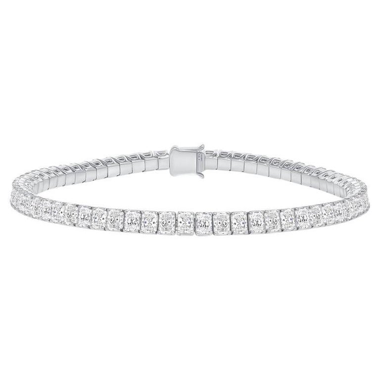 18k White Gold Radiant Diamond Tennis Bracelet, F Color Vs, Natural