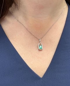 Recarlo Natural Emerald Necklace with Diamonds in 18K White Gold