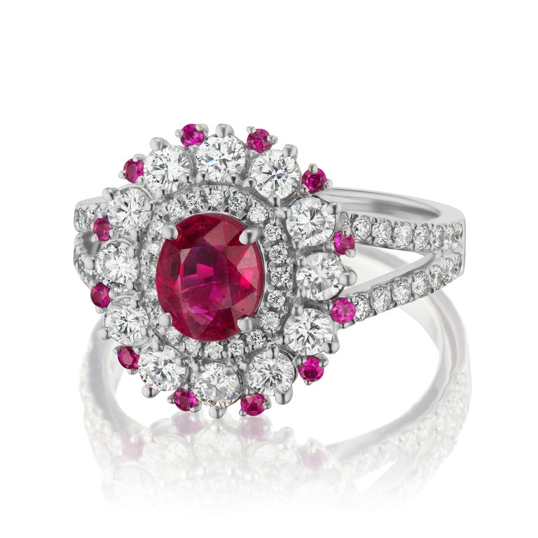 Gemistry 1.07 Cts. Red Spinel and 1.10 Cts Diamond Halo Cocktail Ring